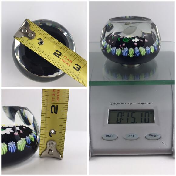 Perthshire 1995D Daisies Lampwork Flower Millefiori Garland Faceted Paperweight - Picture 9 of 16